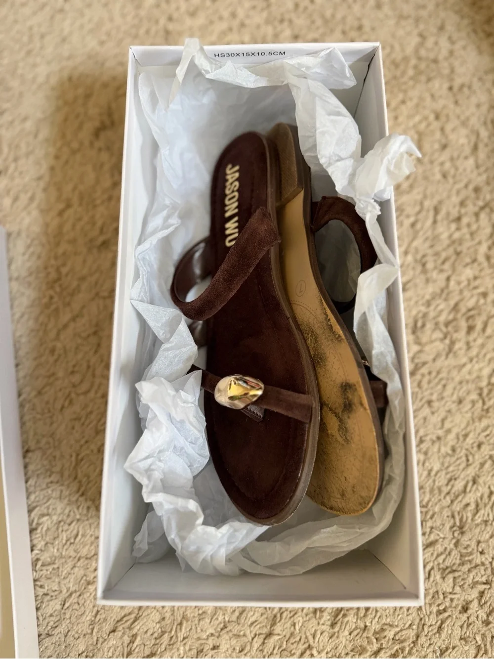 Jason Wu chocolate brown sandals with gold accent size 7